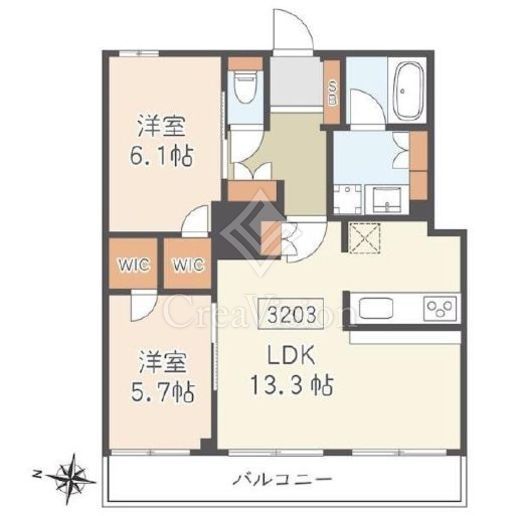ヴィナシス金町タワーレジデンス　3203号室　間取り