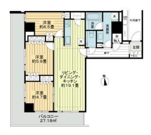 アルファグランデ小岩スカイファースト　2206号室　間取り