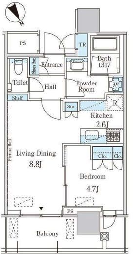 JP noie 蔵前 (ジェーピーノイエ蔵前)　1822号室　間取り
