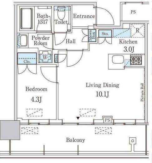 JP noie 蔵前 (ジェーピーノイエ蔵前)　2206号室　間取り