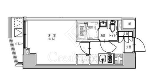 S-RESIDENCE浅草Fiore (エスレジデンス浅草フィオーレ)　802号室　間取り