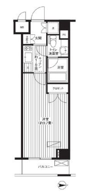 グランハイツ東新宿　412号室　間取り