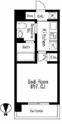 ドゥーエ西大島2　1114号室　間取り