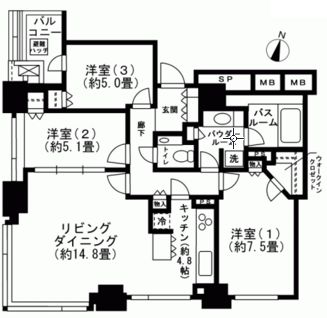 シティタワー九段下　2001号室　間取り