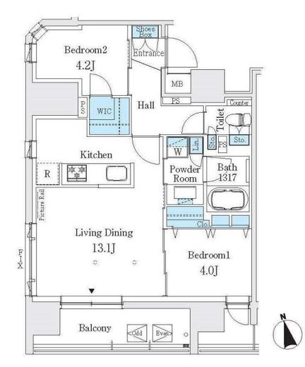 J.GRAN Court浅草　1201号室　間取り