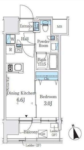 J.GRAN Court浅草　202号室　間取り