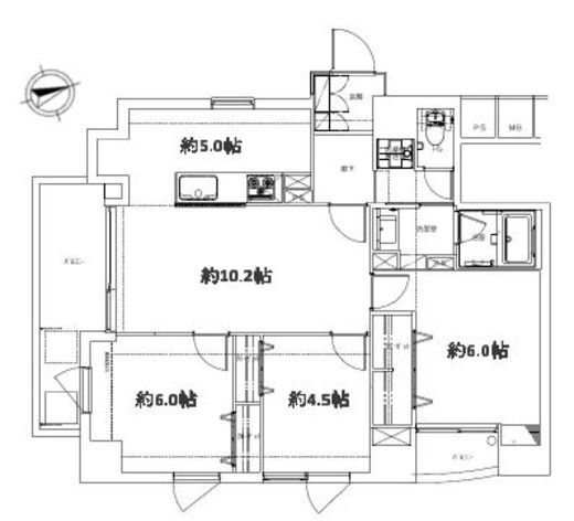 ミリアレジデンス上野松が谷　201号室　間取り