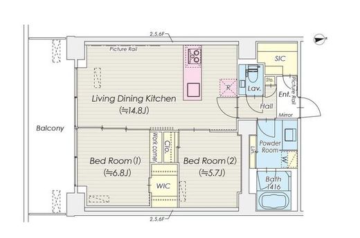 シャトレ信濃町　503号室　間取り