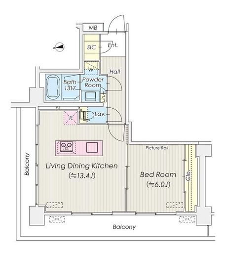 シャトレ信濃町　605号室　間取り