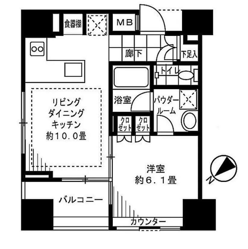 サンクタス神楽坂　5F号室　間取り