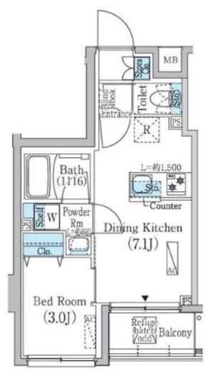 プライムブリス蔵前　1102号室　間取り