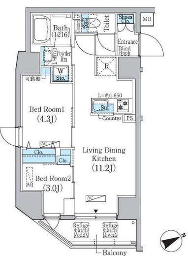 プライムブリス蔵前　703号室　間取り