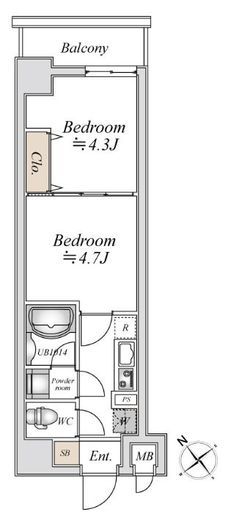 リアナアートパーク西葛西　217号室　間取り
