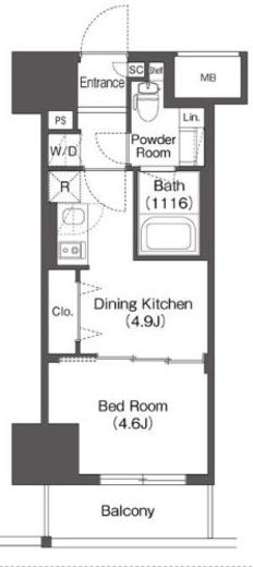 レフィールオーブ浅草橋　704号室　間取り