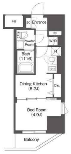 レフィールオーブ浅草橋　705号室　間取り
