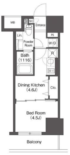 レフィールオーブ浅草橋　903号室　間取り