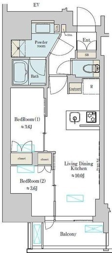 ブリリアイスト上野稲荷町　801号室　間取り