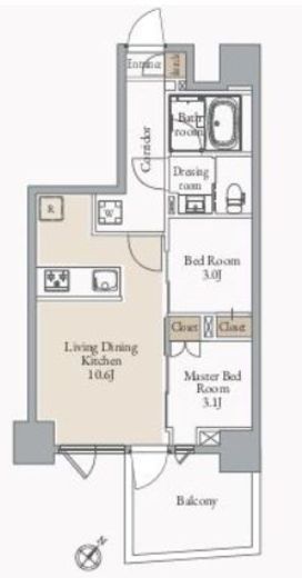 JMFレジデンス蔵前二丁目　202号室　間取り