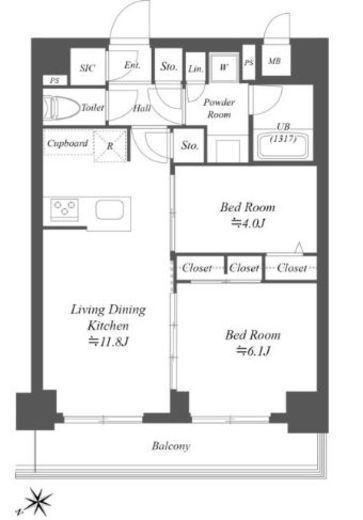 ディームス根岸　610号室　間取り