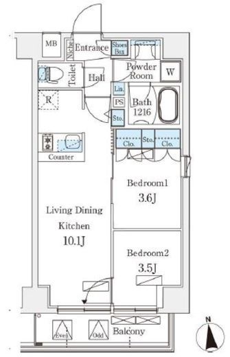 オープンブルーム浅草橋　1002号室　間取り