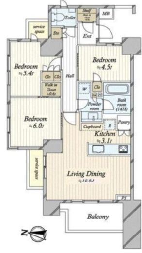 パークホームズ錦糸町猿江恩賜公園　701号室　間取り