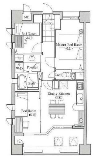 LANAI TOWN RENAISSANCE PLAZA HOUSE (ラナイ タウン ルネッサンス プラザハウス)　801号室　間取り