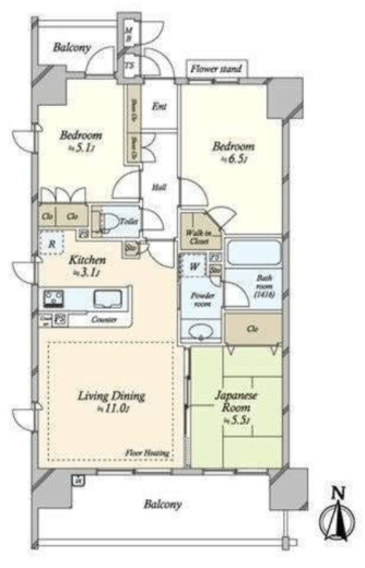 ラヴィドール亀戸　201号室　間取り