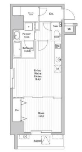 アーバンパーク三ノ輪Ⅱ　1301号室　間取り