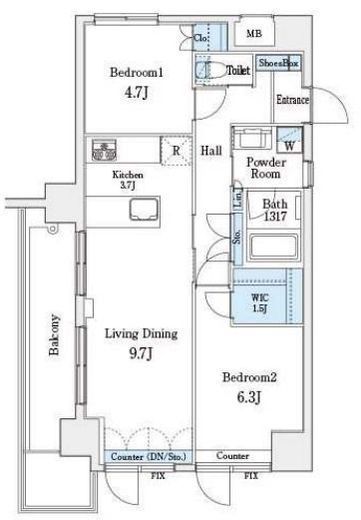パークキューブ小岩　703号室　間取り