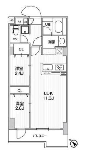 ドゥーエ曳舟　408号室　間取り