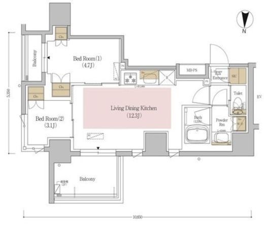 アーバネックス錦糸町NORTH　601号室　間取り