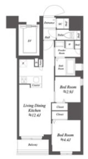 ドゥーエ亀戸Ⅱ　701号室　間取り