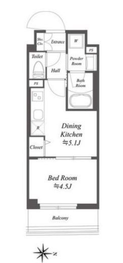 ドゥーエ亀戸Ⅱ　1008号室　間取り