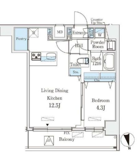 クラリティア浅草　1203号室　間取り
