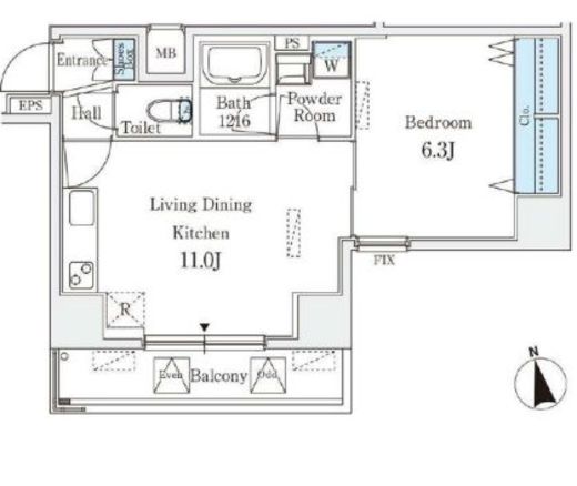 クラリティア浅草　601号室　間取り