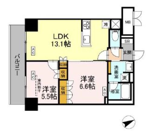 サンジョイアゼロ　701号室　間取り