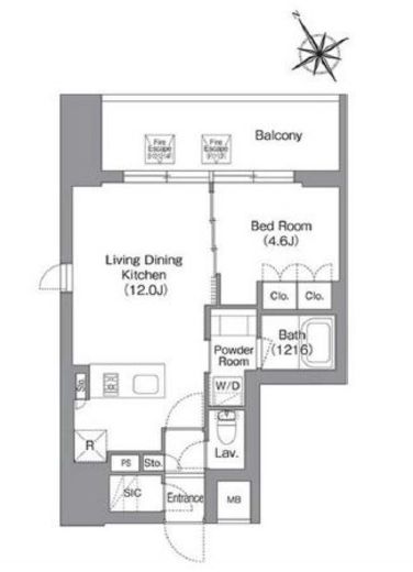 バウスフラッツ蔵前　1301号室　間取り