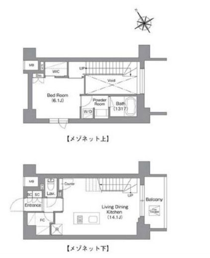 バウスフラッツ蔵前　1302号室　間取り