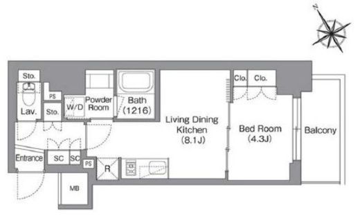 バウスフラッツ蔵前　204号室　間取り