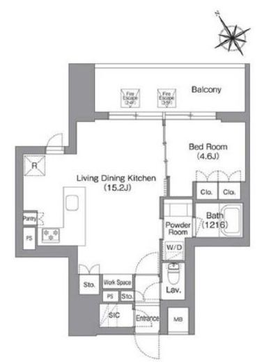 バウスフラッツ蔵前　401号室　間取り