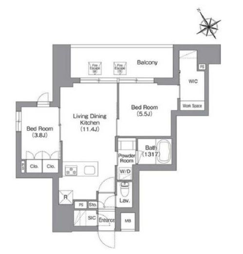バウスフラッツ蔵前　701号室　間取り