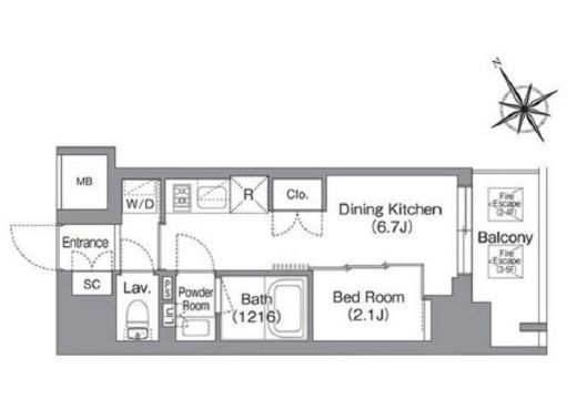 バウスフラッツ蔵前　903号室　間取り