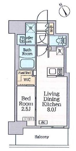 クレストコート門前仲町　1002号室　間取り