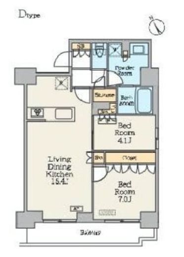 クレストコート門前仲町　1402号室　間取り