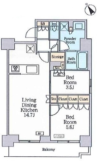 クレストコート門前仲町　1502号室　間取り