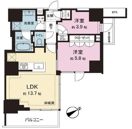 ザ・ライオンズミレス蔵前　705号室　間取り