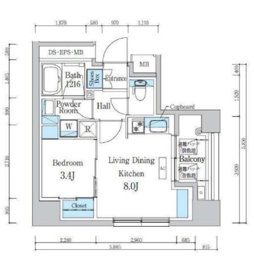 デュオフラッツ浅草蔵前　201号室　間取り