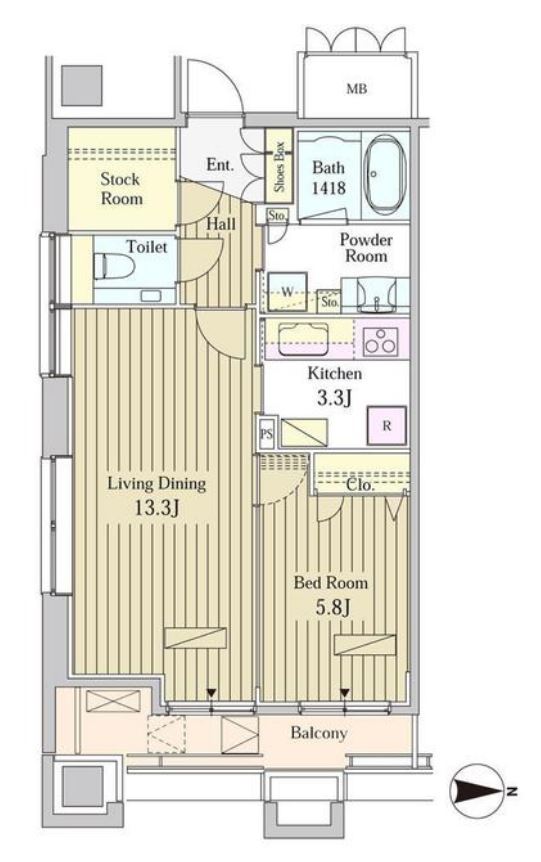 モメント汐留　1504号室　間取り