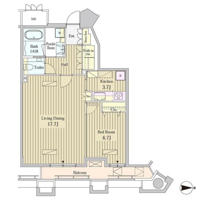 モメント汐留　1808号室　間取り