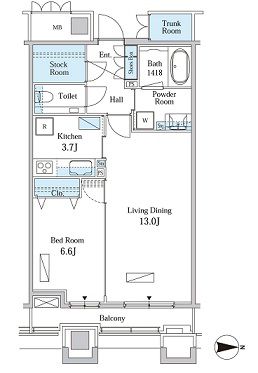 モメント汐留　1705号室　間取り